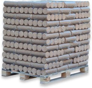 Pallet da 500 kg di bricchette di legno duro Nestro per caminetto, stufa, riscaldamento, legna, portabrace, quercia e/o faggio, 50 x 10 kg, sacchetti di plastica, bricchetti rotondi Energie